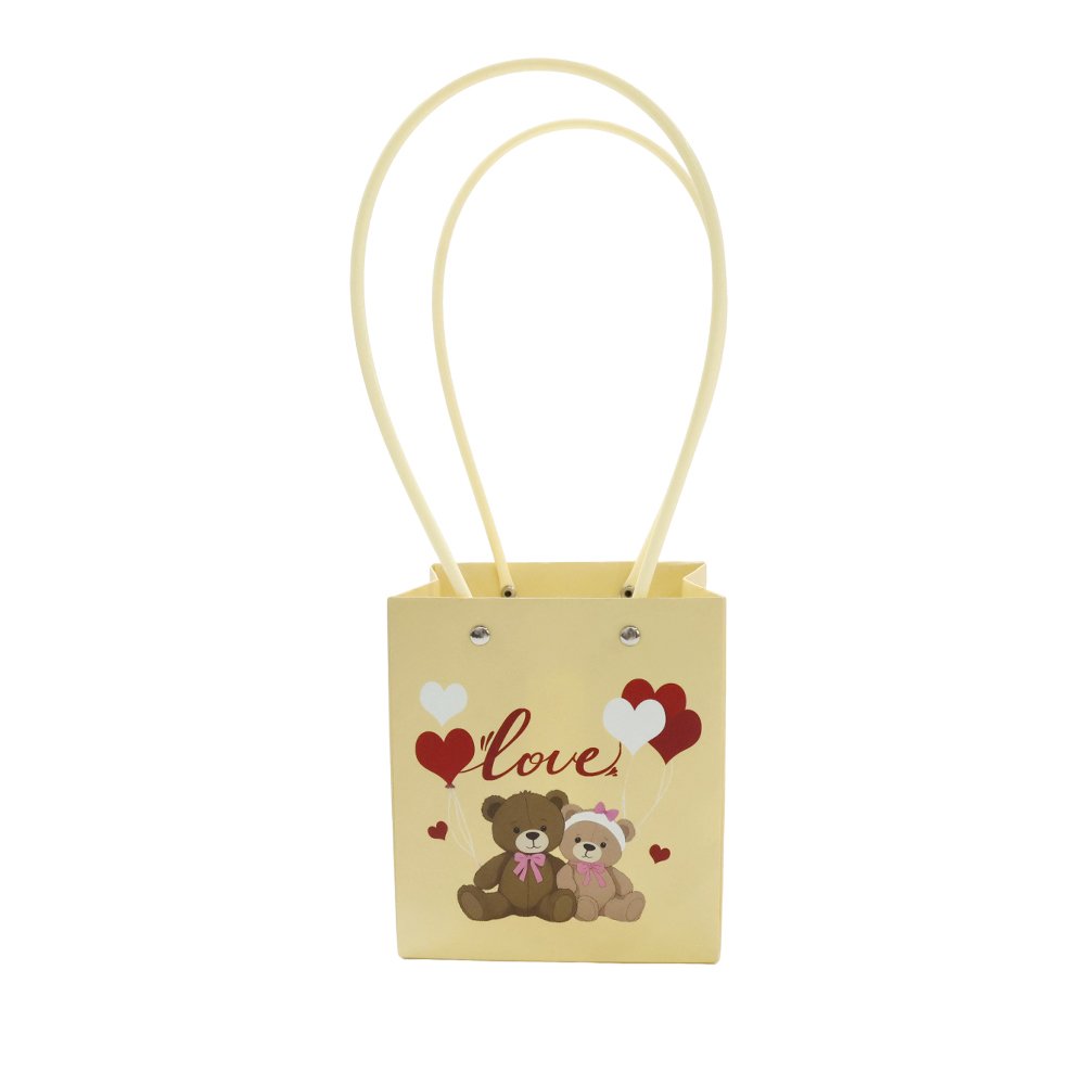 Love and Teddy Bear Print Waterproof Square Cardboard Flower Bag - Image 6