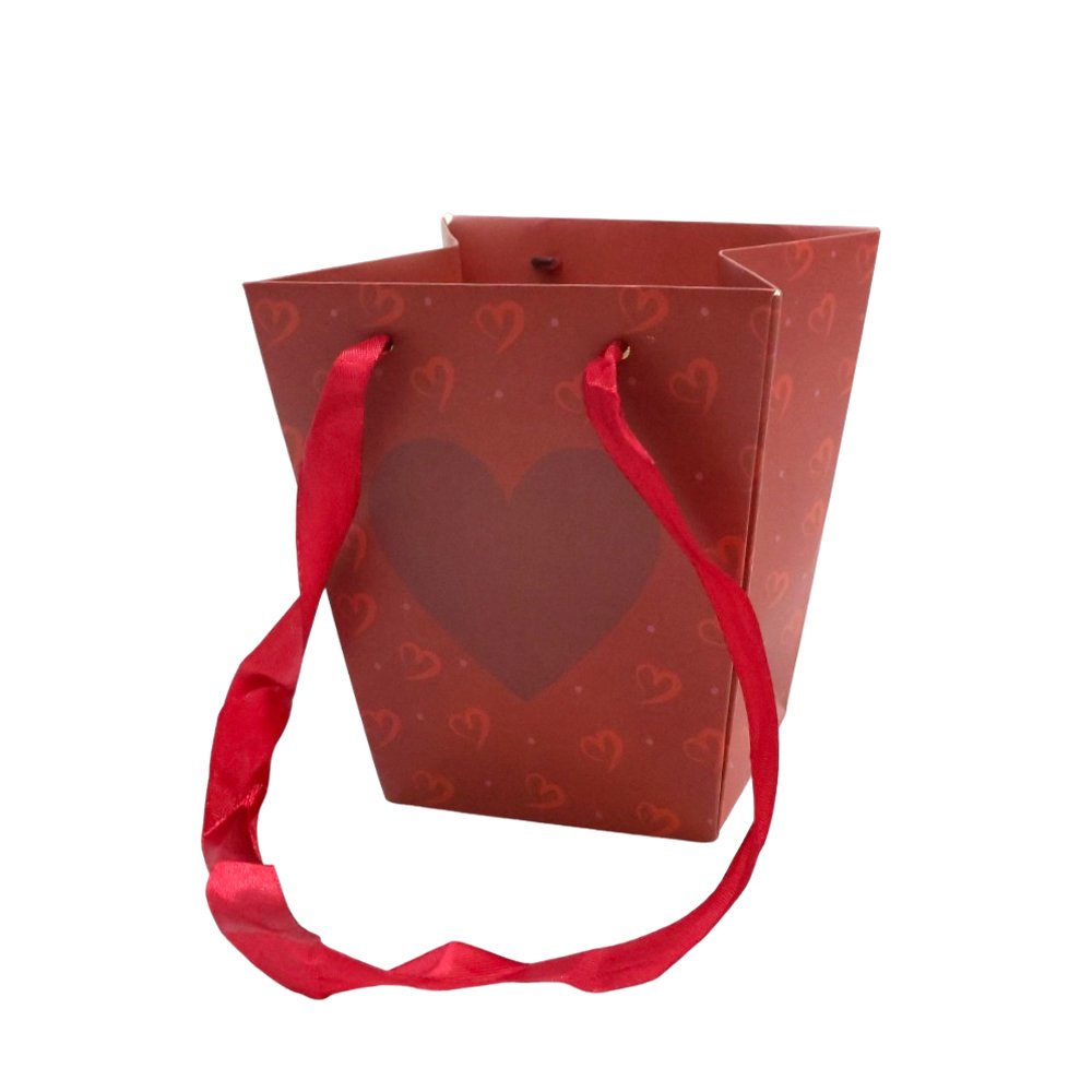 Waterproof T-Shaped Cardboard Flower Bag with Satin Ribbon Handles - Image 2