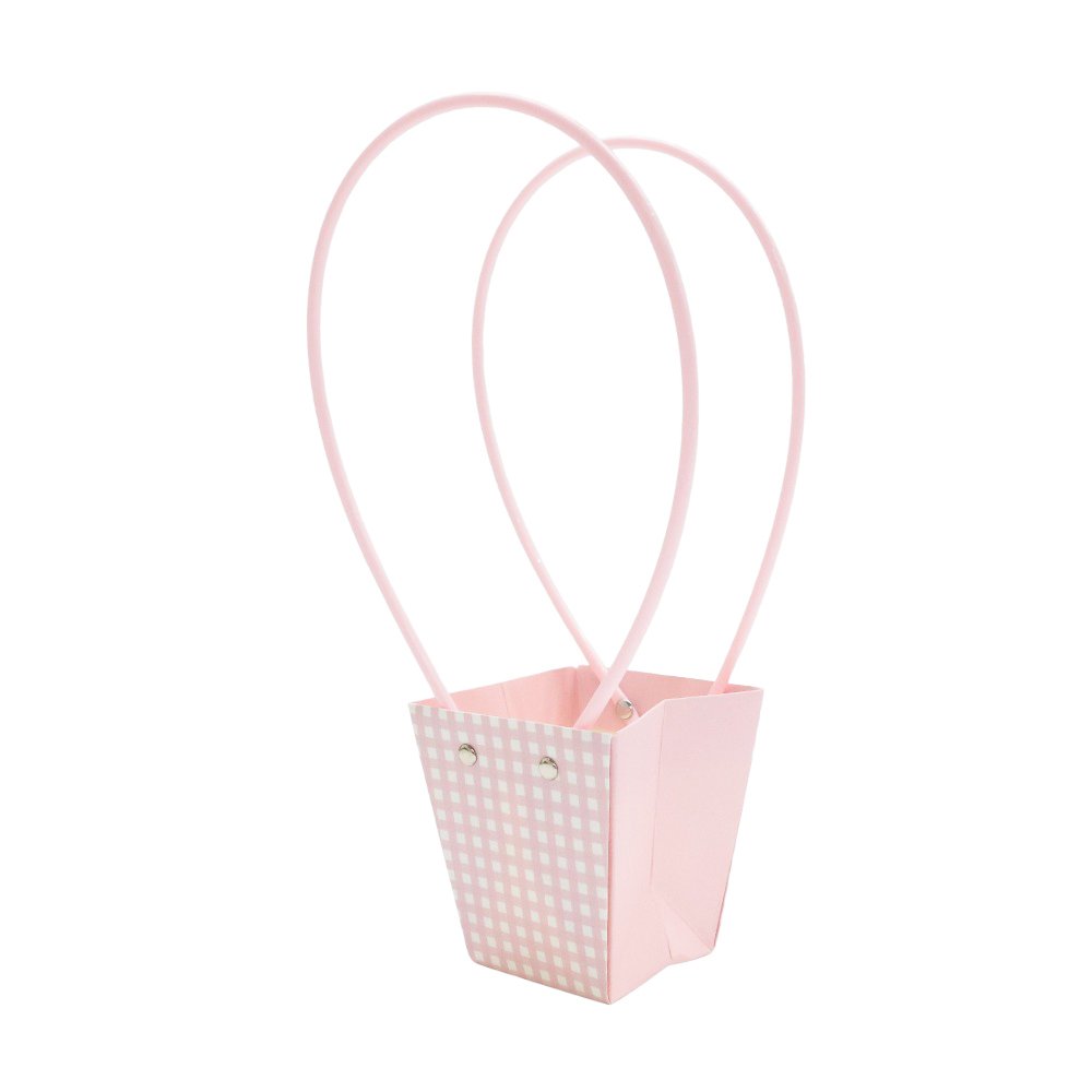 Checkered Waterproof T-Shaped Cardboard Flower Bag - 9 × 6.5 × 10 cm - Image 2