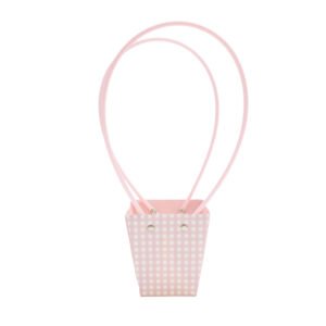 Checkered Waterproof T-Shaped Cardboard Flower Bag - 9 × 6.5 × 10 cm