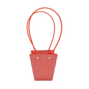 Checkered Waterproof T-Shaped Cardboard Flower Bag - 12.5 × 8 × 12 cm