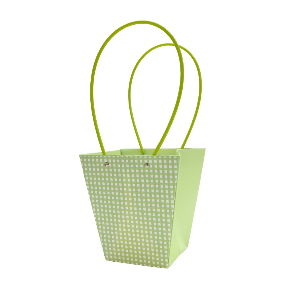 Checkered Waterproof T-Shaped Cardboard Flower Bag - 17.5 × 11.5 × 19 cm - Image 2