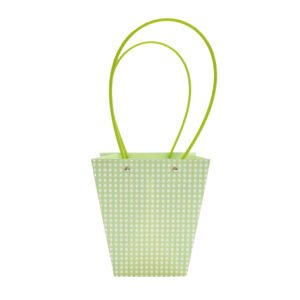 Checkered Waterproof T-Shaped Cardboard Flower Bag - 17.5 × 11.5 × 19 cm