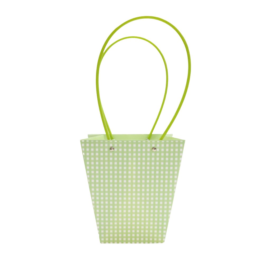 Checkered Waterproof T-Shaped Cardboard Flower Bag - 17.5 × 11.5 × 19 cm