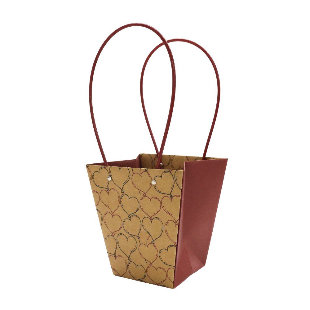 Heart Line-Print Waterproof T-Shaped Cardboard Flower Bag - 17.5 × 11.5 × 19 cm - Image 2