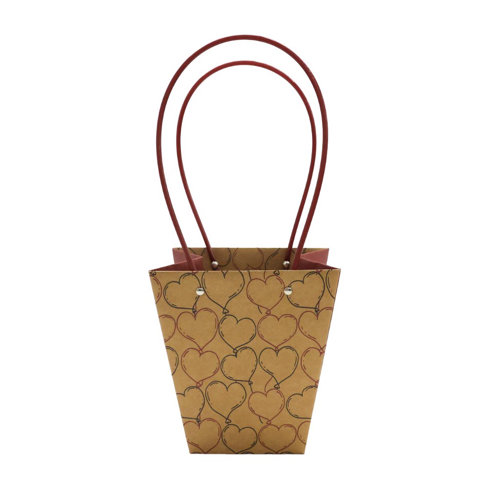 Heart Line-Print Waterproof T-Shaped Cardboard Flower Bag - 17.5 × 11.5 × 19 cm
