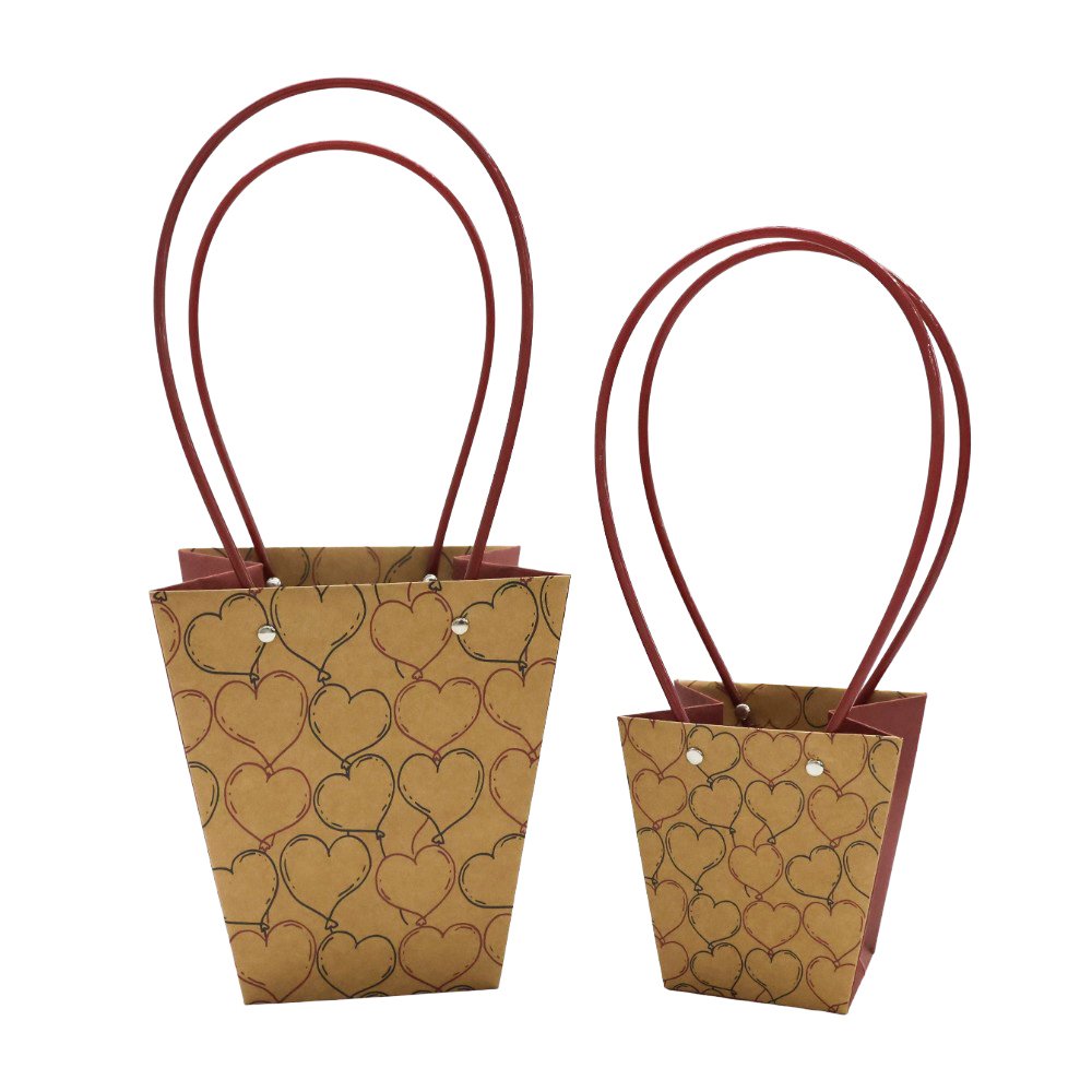Heart Line-Print Waterproof T-Shaped Cardboard Flower Bag - 17.5 × 11.5 × 19 cm - Image 3