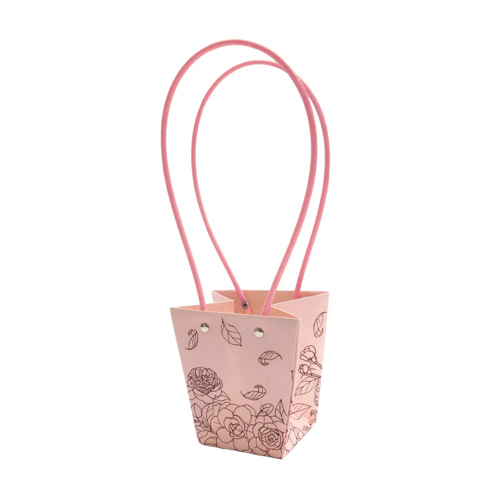 Rose Line-Art Print Waterproof T-Shaped Cardboard Flower Bag