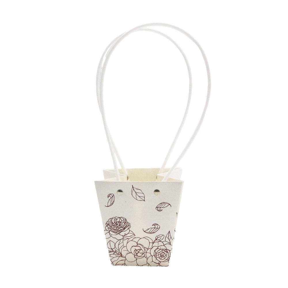 Rose Line-Art Print Waterproof T-Shaped Cardboard Flower Bag - Image 3
