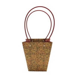 Vintage-Print Waterproof T-Shaped Cardboard Flower Bag - 17.5 × 11.5 × 19 cm