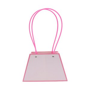 Waterproof Trapezoid-Shaped Cardboard Flower Bag with Translucent Panels