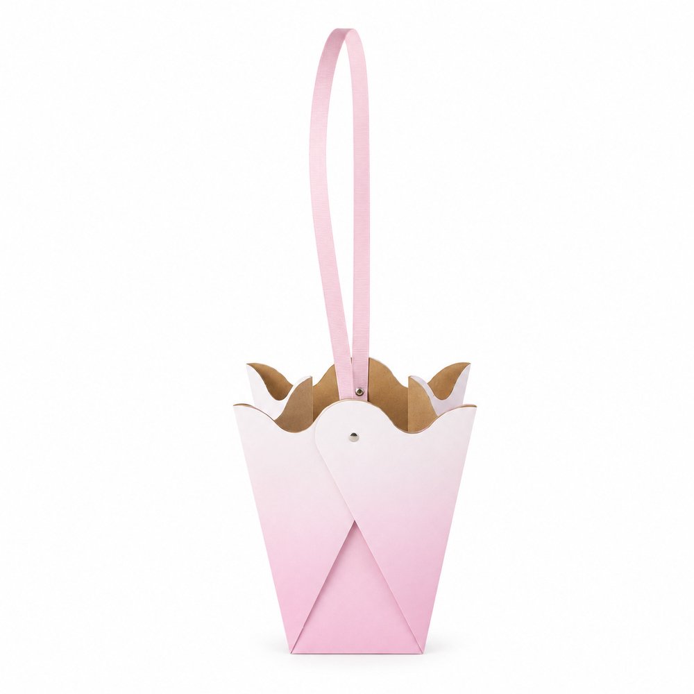 Color-Block Waterproof Tulip-Shaped Kraft Paper Flower Bag