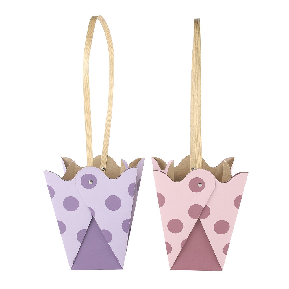 Polka-Dot Waterproof Tulip-Shaped Kraft Paper Flower Bag - Image 3
