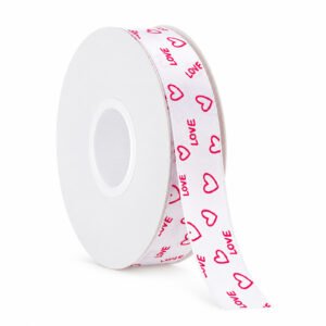 Love-Print Satin Ribbon - 2.5 cm Wide, 50Y per Roll