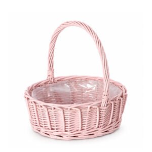 Oval Willow Basket with Handle and Liner - 21 × 15 × 27 cm