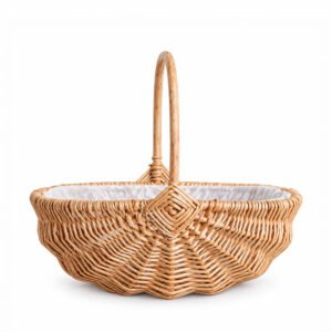 Oval Willow Basket with Handle and Liner - 30 × 22 × 25 cm