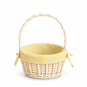 Round Willow Basket with Handle and Liner, Set of 2 - Ø 27 × 35 cm