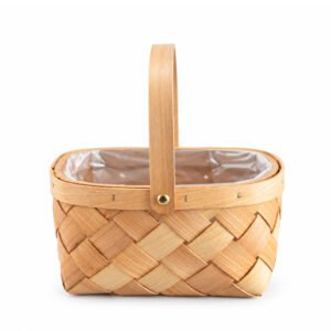 Oval Wooden Basket with Handle and Liner, Set of 2 - 20 × 16 × 28 cm