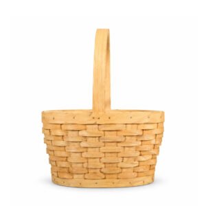 Oval Wooden Basket with Handle and Liner, Set of 2 - 24 × 18 × 31 cm
